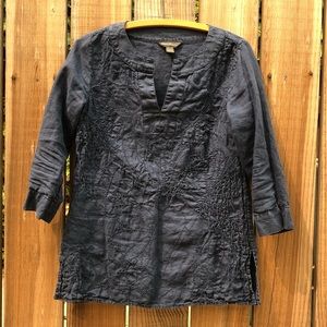 Tommy Bahama pick leaf linen blue tunic top XS